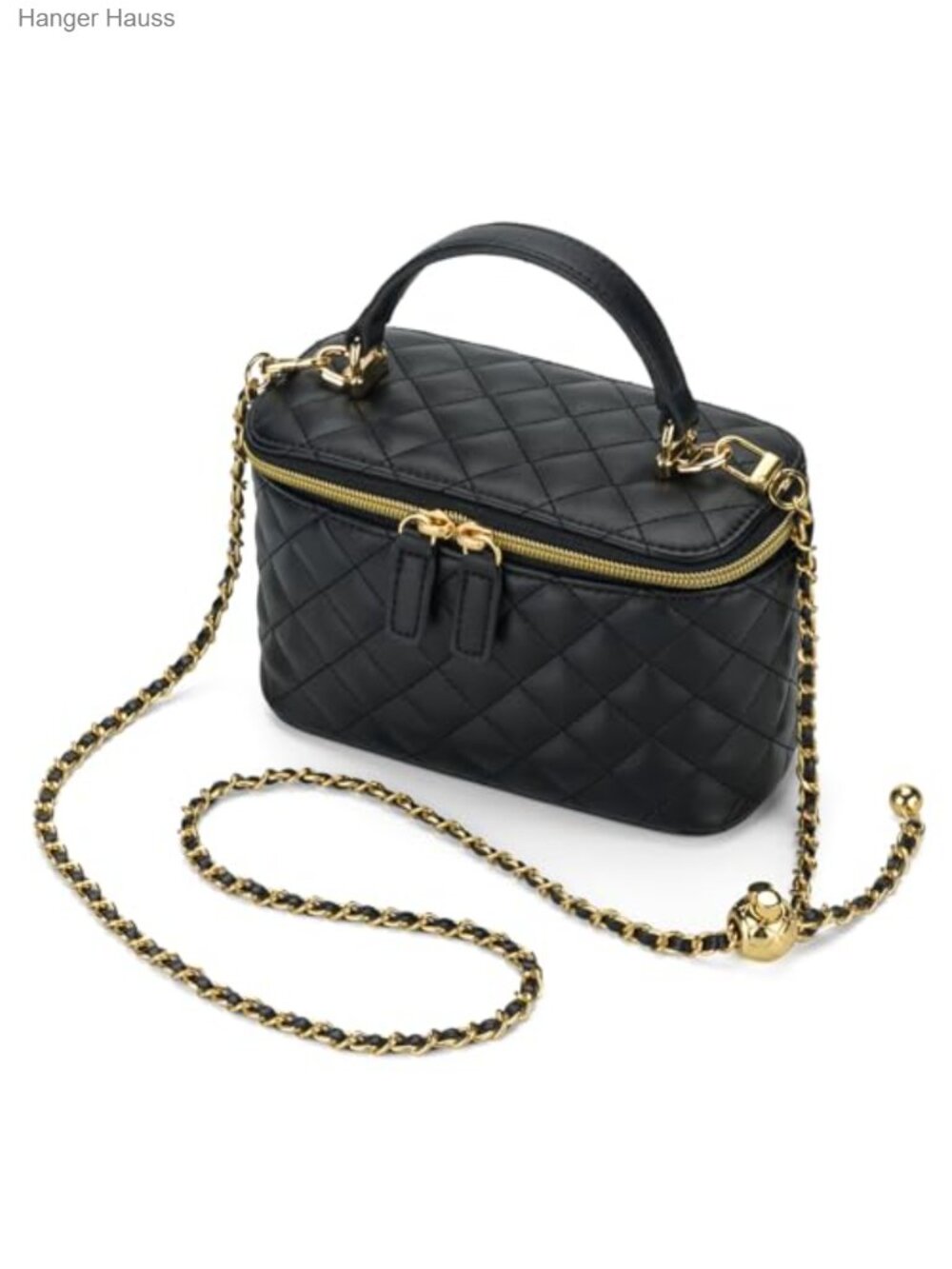 Quilted Faux Leather Crossbody Bag Small Square Purse Gold Hardware